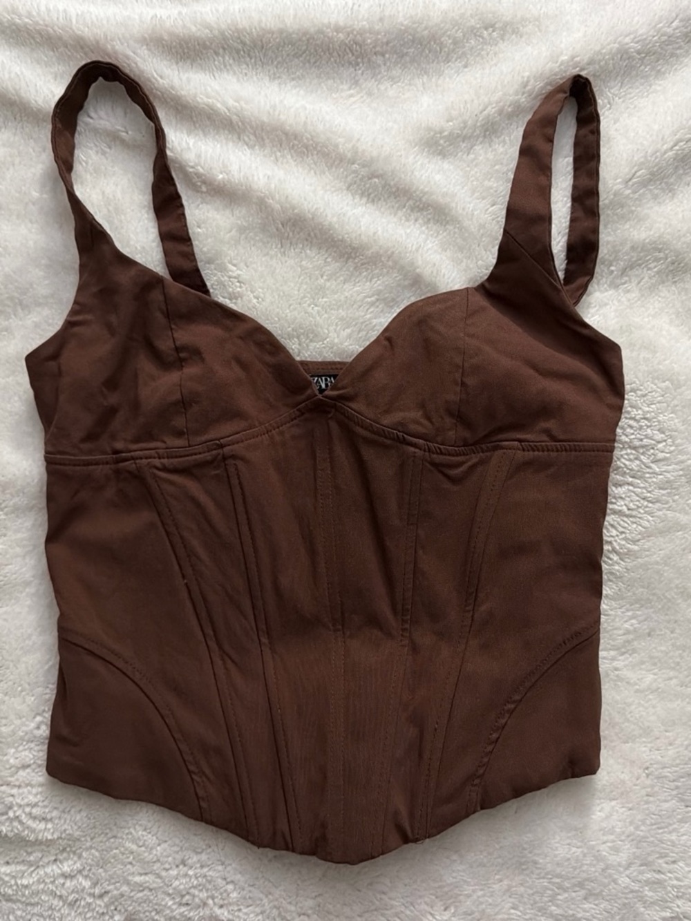 Zara Brown Corset-Style Corset Bustier